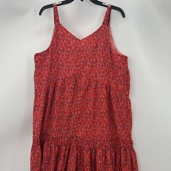 Joie large abstract print boho tiered red black maxi dress - Picture 5 of 6